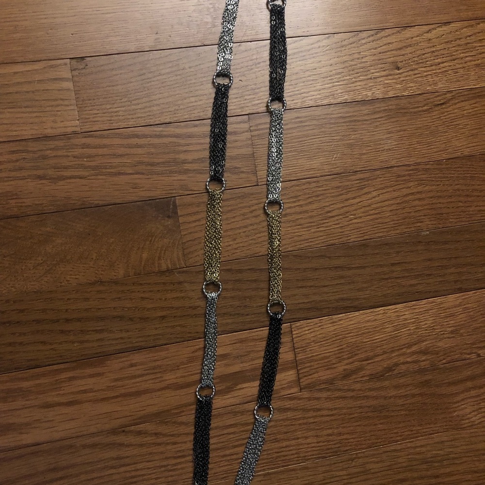 Silver, gold and black silver long necklace